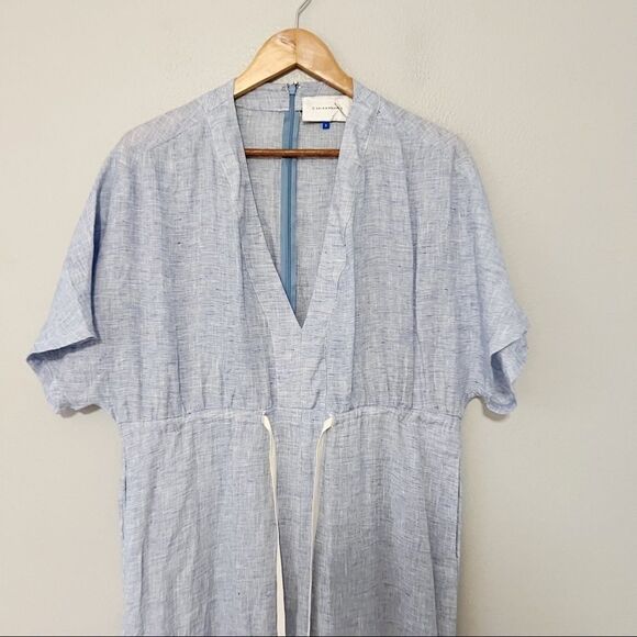 Solid & Striped Cape Linen Jumpsuit blue white - Picture 6 of 9